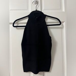Zara Black Ribbed Sleeveless Knit Top